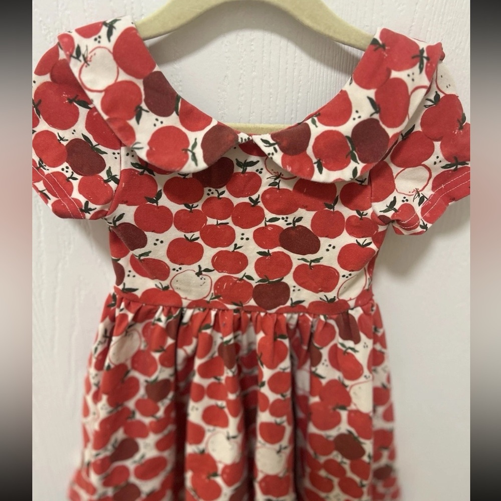 Ollie Jay Apple Dress Toddler Size 3T Short Sleeve Red Fall Apple Picking - Picture 4 of 7